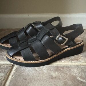 Anthropologie Black Leather Sandals